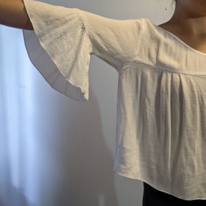 White Flowy Top